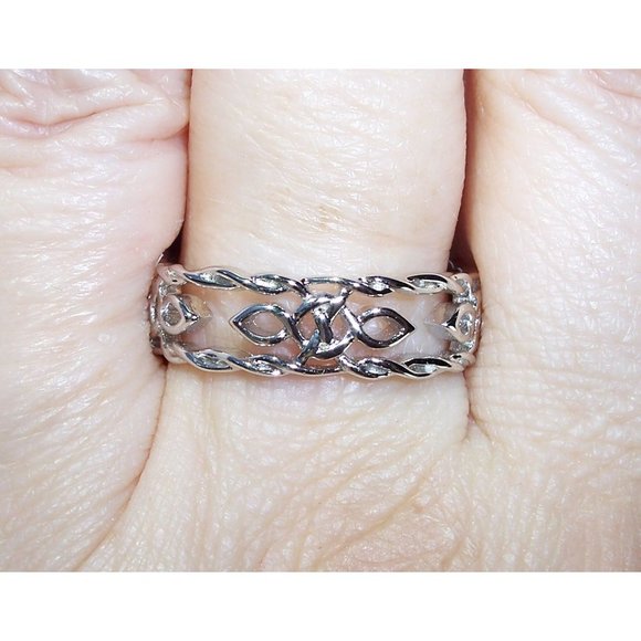 925 STERLING SILVER Celtic Autumn Open Work Eternity Band Ring - Picture 5 of 15